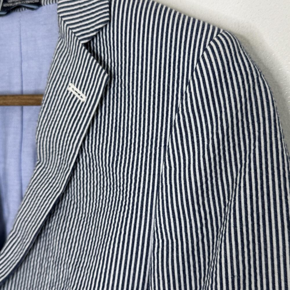 Tommy Hilfiger Blazer Boys 12 Blue Striped Elbow Patch Lined Formal Jacket